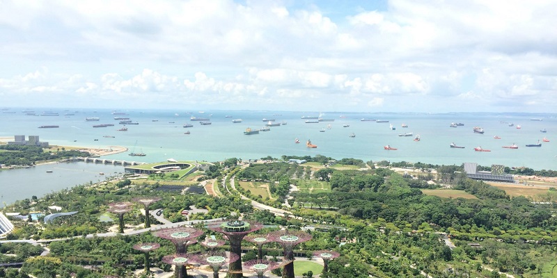 Ships at anchor off the Singapore coast, June 2014. MAP Staff photo.