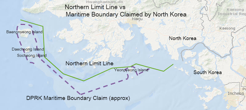 Northern Limit Line vs Maritime Boundary Claimed by North Korea